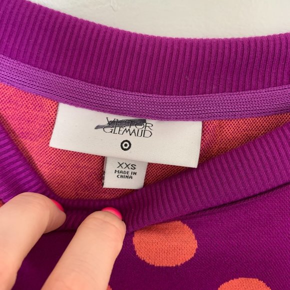 NWOT Victor Glemaud x Target Purple Polka Dot Long Sleeve Tunic Mini Dress XXS - Picture 4 of 6